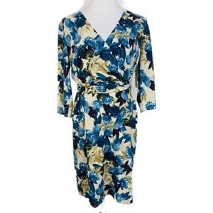 Tacera Faux Wrap Floral Dress Sz M